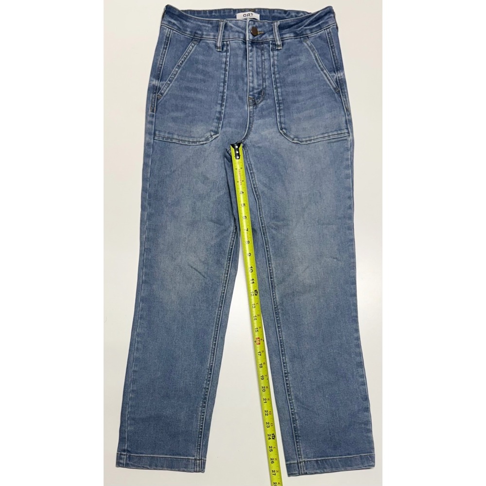 OAT New York High Rise Utility Patch Pocket Straight Leg Jeans Blue Size 28